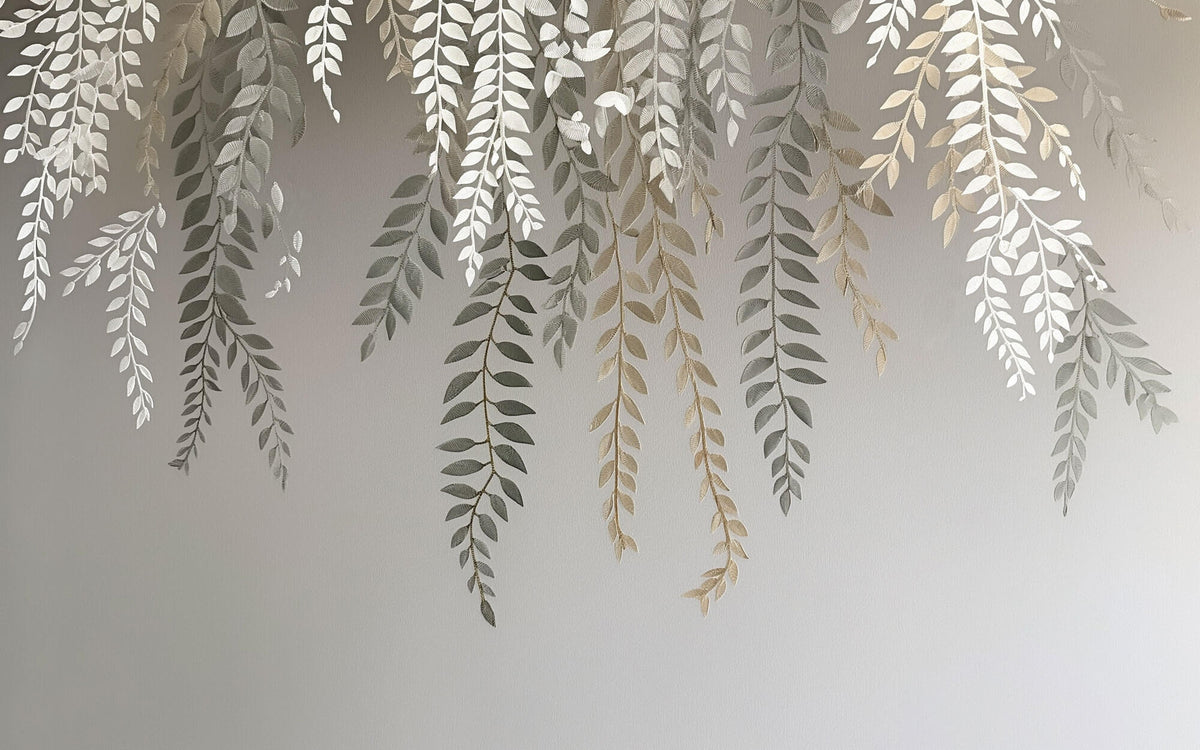 Tapet Personalizat Leaf cu frunze curgatoare texturate - HANGING ABSTRTACT LEAVES