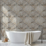 Tapet Personalizat Leaf cu frunze evantai cu textura abstracta - LIQUID SHELL LEAF