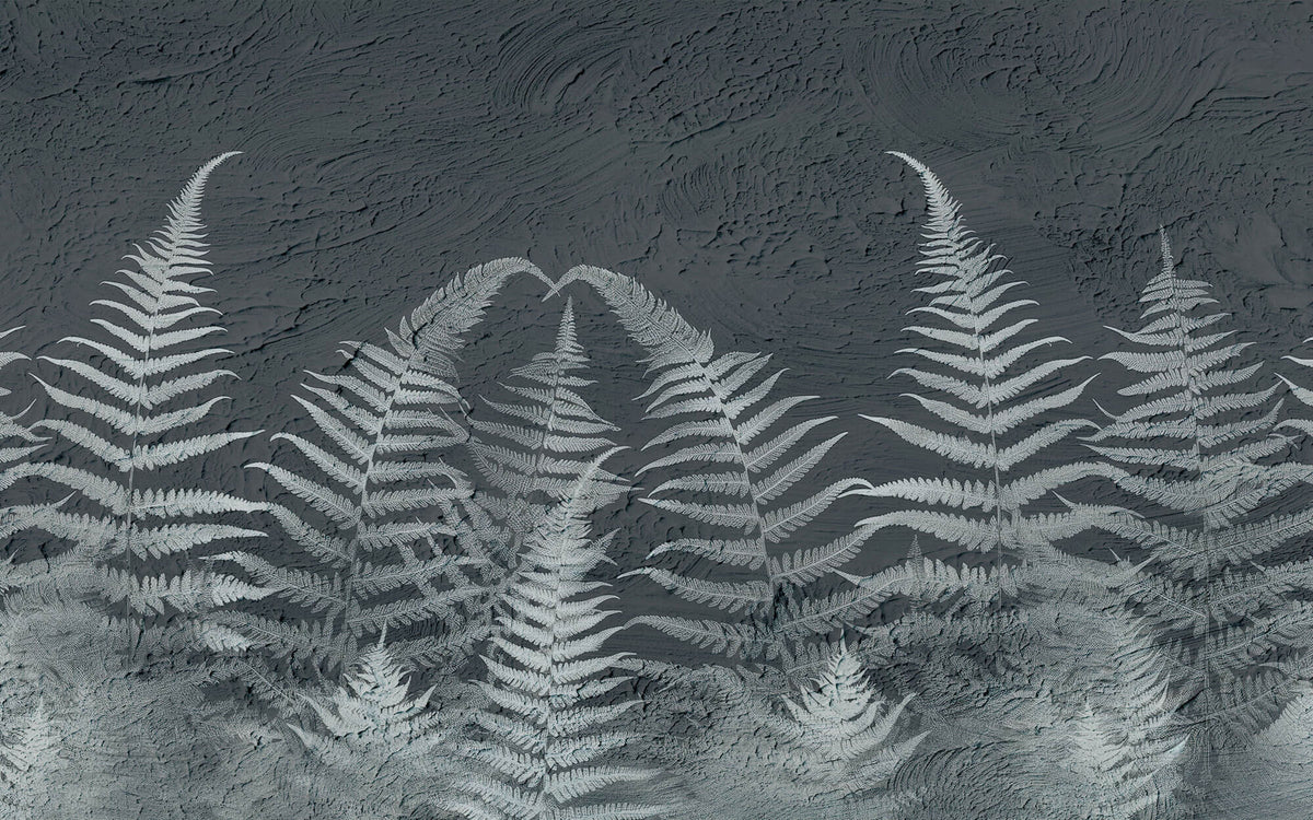 Tapet Personalizat Leaf cu frunze de feriga pe un fundal de stucco - STUCCO FERN