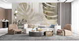 Tapet Personalizat Leaf cu frunze de monstera in nuante aurii - MIXED TEXTURE MONSTERA