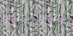 Tapet Personalizat Leaf cu frunze verzi si fundal mov cu model abstract - LILAC DRAPES