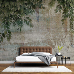 Tapet Personalizat Leaf cu frunze verzi pe un fundal texturat - BACK GARDEN