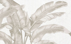 Tapet Personalizat Leaf cu frunze bej de bananier pe un fundal de plaster - DOTS BANANA LEAVES