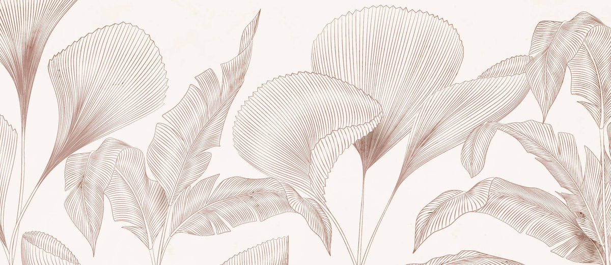 Tapet Personalizat Leaf cu frunze abstracte texturate - MINIMALIST LINE LEAVES