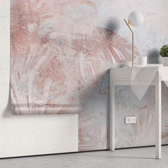 Tapet Personalizat Leaf cu frunze tropicale in nuante de roz si fundal texturat - PINK LEAF WALL