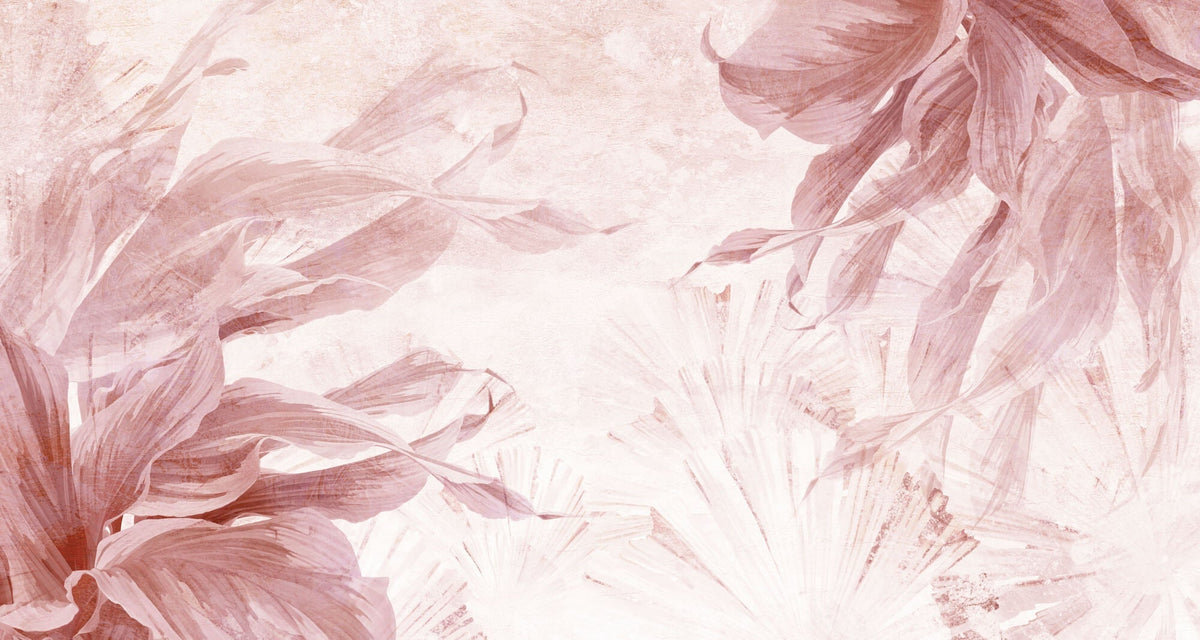 Tapet Personalizat Leaf cu frunze in nuante de roz - PLASTER PINK LEAF