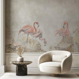 Tapet Personalizat Leaf cu frunze de lotus si flamingo roz - FLAMINGO LOTUS
