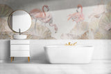 Tapet Personalizat Leaf cu frunze de lotus si flamingo roz - FLAMINGO LOTUS