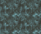 Tapet tropical personalizat cu frunze tropicale de monstera si palmieri pe un fundal albastru inchis aqua dark vegetation