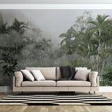 Tapet personalizat tropical cu jungla aflata in ceata foggy jungle