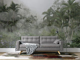 Tapet personalizat tropical cu jungla aflata in ceata foggy jungle