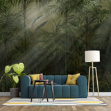 Tapet personalizat tropical cu straturi texturate in nuante vii de verde inchis oferind o senzatie de profunzime si mister tropical texture dark