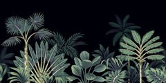 Tapet personalizat Tropical cu peisaj tropical pe un fundal negru - BLACK JUNGLE