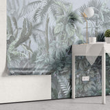 Tapet personalizat Tropical cu plante tropicale intr-un fundal albastru - BLUE TINTED JUNGLE