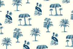 Tapet personalizat Tropical cu elemente tropicale in nuante de albastru - SUMMER VACATION