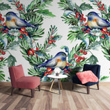 Tapet personalizat Tropical cu pasari si fructe - BIRDS AND BERRIES