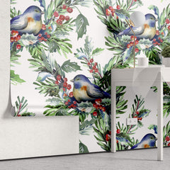Tapet personalizat Tropical cu pasari si fructe - BIRDS AND BERRIES
