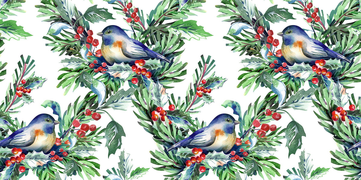 Tapet personalizat Tropical cu pasari si fructe - BIRDS AND BERRIES