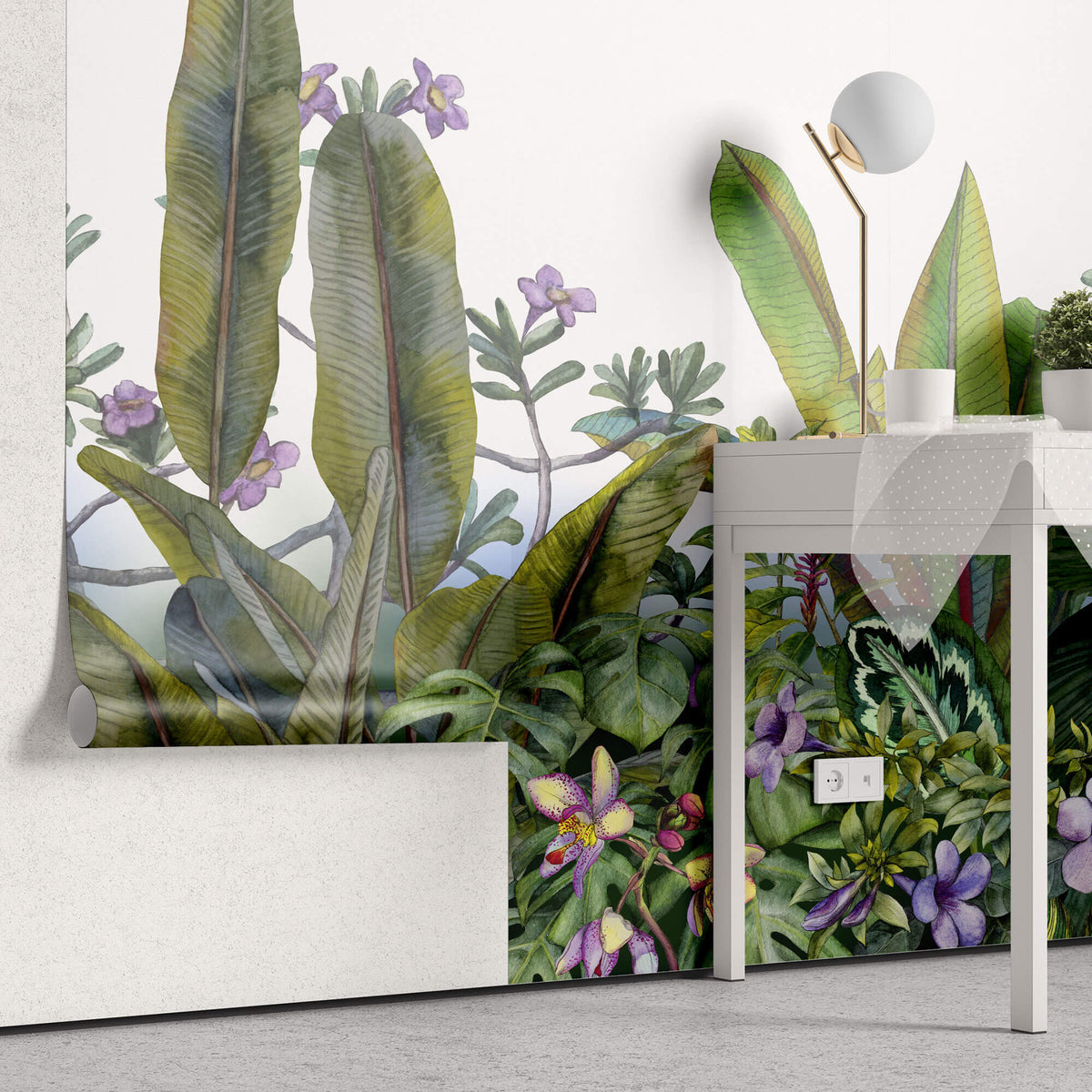Tapet personalizat Tropical cu flori si plante tropicale - TROPICAL ORCHID