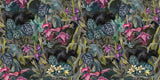Tapet personalizat Tropical cu plante tropicale si pantere negre - PINK BLACK PANTHER