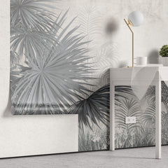 Tapet personalizat Tropical cu plante tropicale in nuante vernil gi - FADED SAGE PALMS