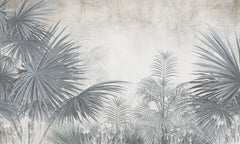 Tapet personalizat Tropical cu plante tropicale in nuante vernil gi - FADED SAGE PALMS