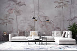 Tapet personalizat Tropical cu palmieri in nuante de roz si gri - PINK ACCENT PALMS