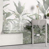 Tapet personalizat Tropical cu plante verzi si cer innorat - GREEN HUMID JUNGLE