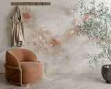 Tapet personalizat Tropical cu palmieri in nuante rosiatice in ceata - STEAMY TROPICAL