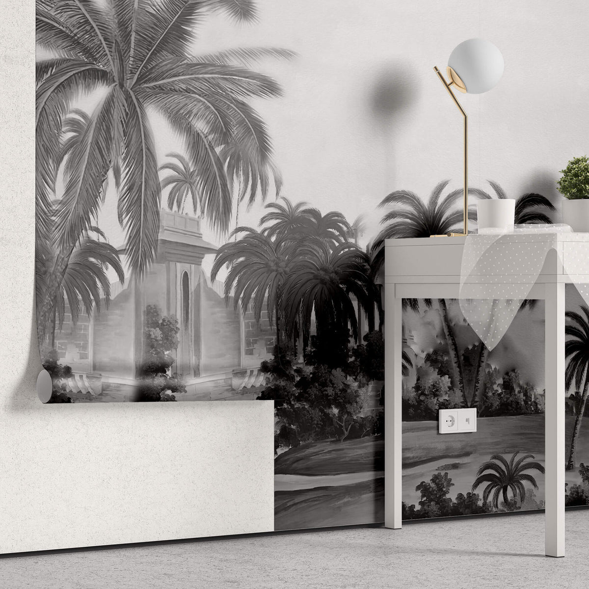 Tapet personalizat Tropical cu peisaj tropical al unui castel la malul marii - DAYDREAM FORTRESS