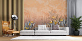 Tapet personalizat Tropical cu floarea paradisului in nuante calde - YELLOW BIRD OF PARADISE