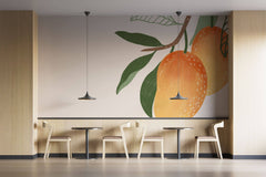 Tapet personalizat cu Fructe cu piersici lunguiete pe un fundal crem - LONG PEACH