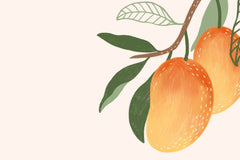 Tapet personalizat cu Fructe cu piersici lunguiete pe un fundal crem - LONG PEACH