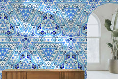 Tapet personalizat mozaic cu arabescuri marocane turoaz marocan turqoise