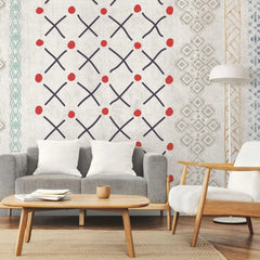 Tapet personalizat mozaic cu model aztec si ilustratii aztec doodle