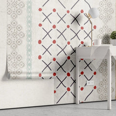 Tapet personalizat mozaic cu model aztec si ilustratii aztec doodle