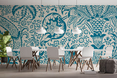 Tapet personalizat Mozaic cu model tropical de mosaic - BLUE INDIAN