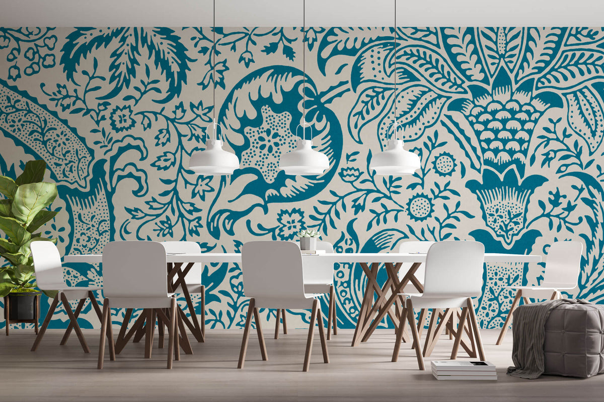 Tapet personalizat Mozaic cu model tropical de mosaic - BLUE INDIAN