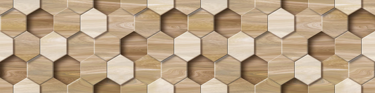 Tapet personalizat Mozaic cu mosaic ceramic 3D ce ilustreaza textura de lemn - WOOD TILES