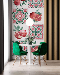 Tapet personalizat Mozaic cu mosaic fructat cu rodii - POMEGRANATE TILES