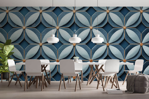 Tapet personalizat Mozaic cu elemente florale 3D - 3D FLOWER TILES