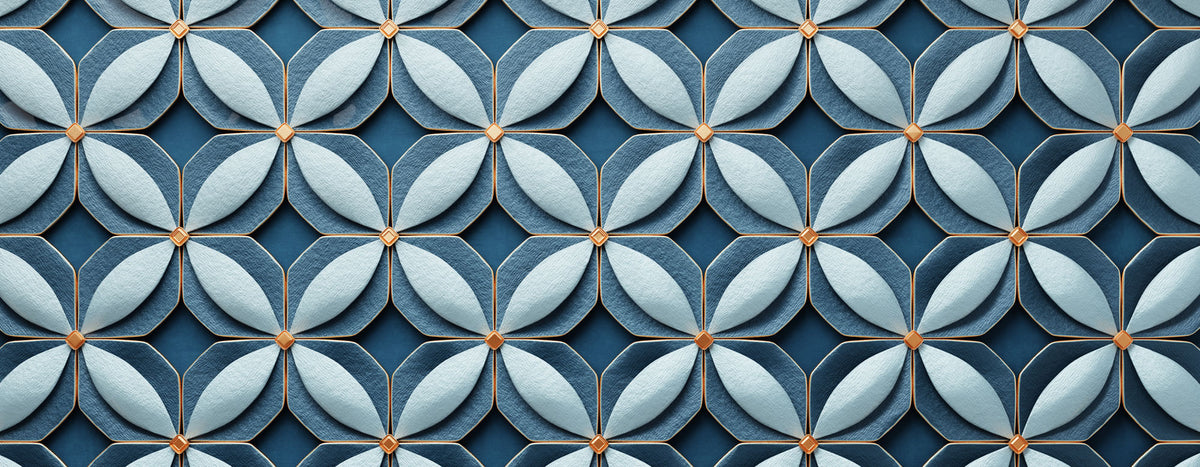 Tapet personalizat Mozaic cu elemente florale 3D - 3D FLOWER TILES