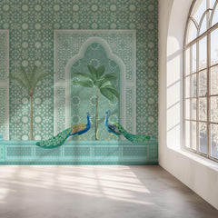 Tapet personalizat Mozaic cu mosaic turcesc si pauni - ORIENTAL HAMMAM