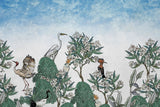 Tapet personalizat oriental cu pasari si plante exotice japoneze exotic sky