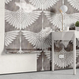 Tapet personalizat oriental cu egrete albe printre nori pe un fundal inchis flying egrets