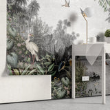 Tapet personalizat zen oriental cu peisaj exotic animale si plante tropicale exotic by the river