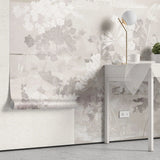 Tapet personalizat zen oriental cu flori albe pe un fundal bej deschis serenity light