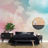 Tapet personalizat zen oriental cu nori visatori roz si albastri pink clouds