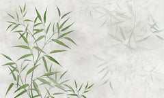 Fototapet personalizat zen oriental cu bamboo verde si umbre pe fundal deschis light bamboo