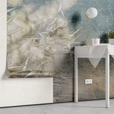 Tapet personalizat zen oriental cu stuf inflorit pe fundal turcoaz turqoise reed